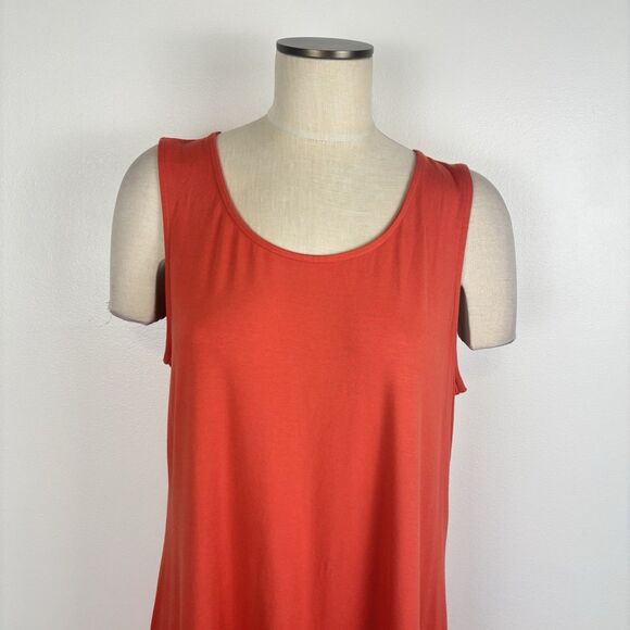 Chico's Orange Tank Dress Stretch Sleeveless Boho Lagenlook Minimalist 3 / XL - Picture 2 of 5